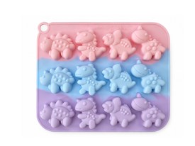 Molde silicona tricolor 12 dinosaurios bombones